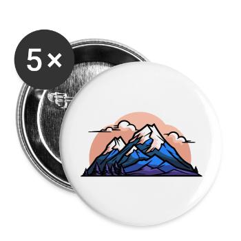 Berge Wandern Symbol - Buttons groß 56 mm (5er Pack) - Weiß - Vorne