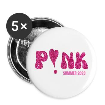 Pink summer 2023 - Lot de 5 grands badges (56 mm) - blanc - Devant