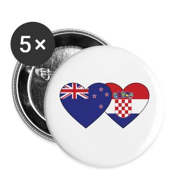 Nouvelle-Zélande Croatie Flag Heart - Lot de 5 grands badges (56 mm) - blanc - Devant