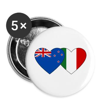 New Zealand Italy Flag Heart - Buttons large 2.2''/56 mm (5-pack) - white - Front