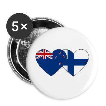 Neuseeland Finnland Flagge Herz - Buttons groß 56 mm (5er Pack) - Weiß - Vorne