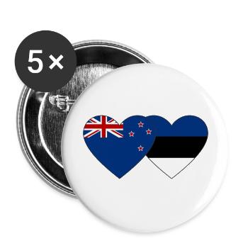 New Zealand Estonia flag - Buttons large 2.2''/56 mm (5-pack) - white - Front