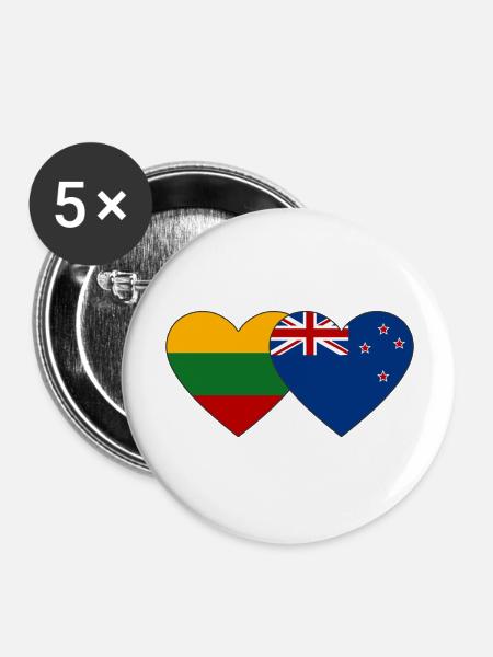 Litauen Neuseeland Flagge - Buttons groß 56 mm (5er Pack) - Weiß