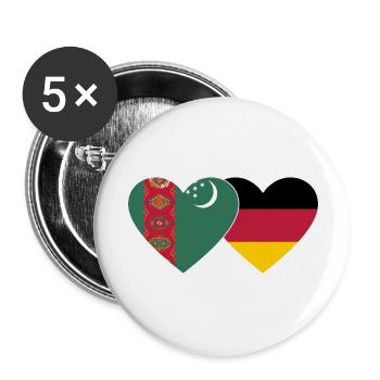 Turkmenistan Deutschland Flagge Herz - Buttons groß 56 mm (5er Pack) - Weiß - Vorne