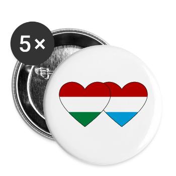 Hungary Luxembourg Flag Heart - Buttons large 2.2''/56 mm (5-pack) - white - Front