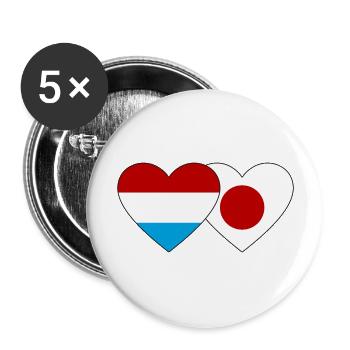 Luxembourg Drapeau du Japon Cœur - Lot de 5 grands badges (56 mm) - blanc - Devant