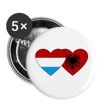 Luxembourg Albania Flag Heart - Buttons large 2.2''/56 mm (5-pack) - white - Front