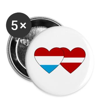 Luxemburg Lettland Flagge Herz - Buttons groß 56 mm (5er Pack) - Weiß - Vorne