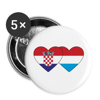 Croatia Luxembourg Flag Heart - Buttons large 2.2''/56 mm (5-pack) - white - Front