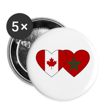 Kanada Marokko Flagge Herz - Buttons groß 56 mm (5er Pack) - Weiß - Vorne