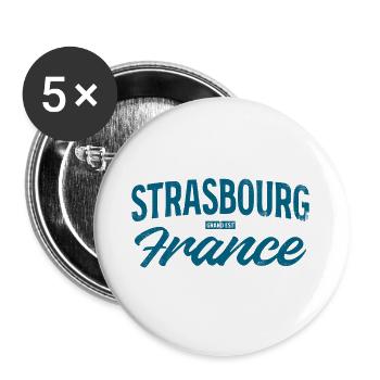 Strasbourg Frankreich Vintage Schrift - Buttons groß 56 mm (5er Pack) - Weiß - Vorne