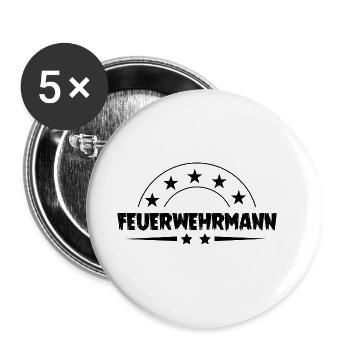 Feuerwehrmann Feuerwehr - Buttons groß 56 mm (5er Pack) - Weiß - Vorne