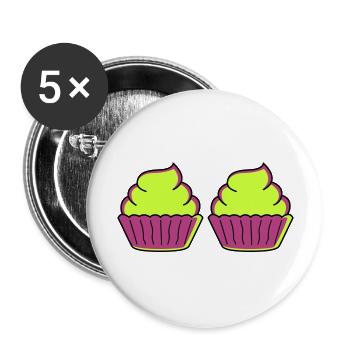 Cupcake 2 - Lot de 5 grands badges (56 mm) - blanc - Devant