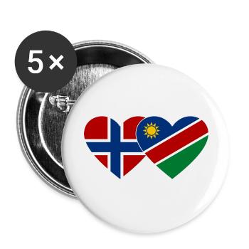 Norwegen Namibia Flagge Herz - Buttons groß 56 mm (5er Pack) - Weiß - Vorne