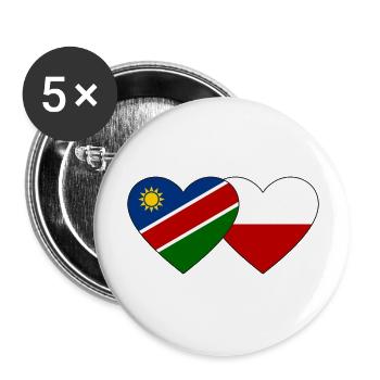 Namibia Polen Flagge Herz - Buttons groß 56 mm (5er Pack) - Weiß - Vorne