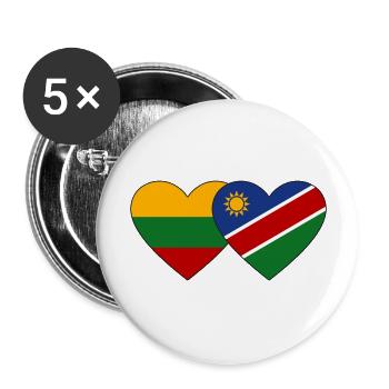 Lithuania Namibia Flag Heart - Buttons large 2.2''/56 mm (5-pack) - white - Front