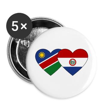 Namibia Dominikanische Republik Flagge Herz - Buttons groß 56 mm (5er Pack) - Weiß - Vorne