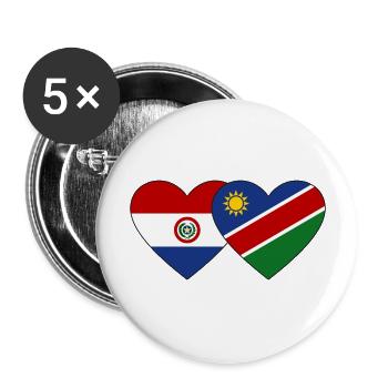 Domenikanische Republik Namibia Flagge Herz - Buttons groß 56 mm (5er Pack) - Weiß - Vorne