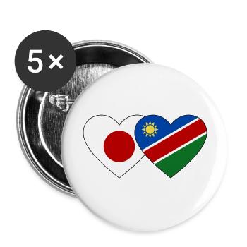 Japan Namibia Flag Heart - Buttons large 2.2''/56 mm (5-pack) - white - Front