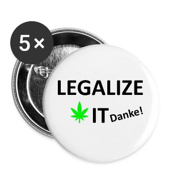 Legalize It weed Cannabis Marihuana - Buttons groß 56 mm (5er Pack) - Weiß - Vorne