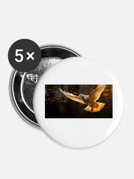 Golden Dove - Buttons groß 56 mm (5er Pack) - Weiß