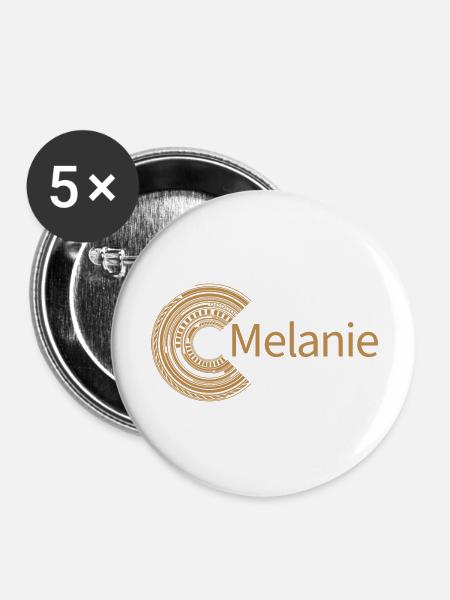 Für Melanie - Buttons groß 56 mm (5er Pack) - Weiß