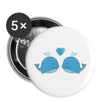 wale verliebt - Buttons groß 56 mm (5er Pack) - Weiß - Vorne