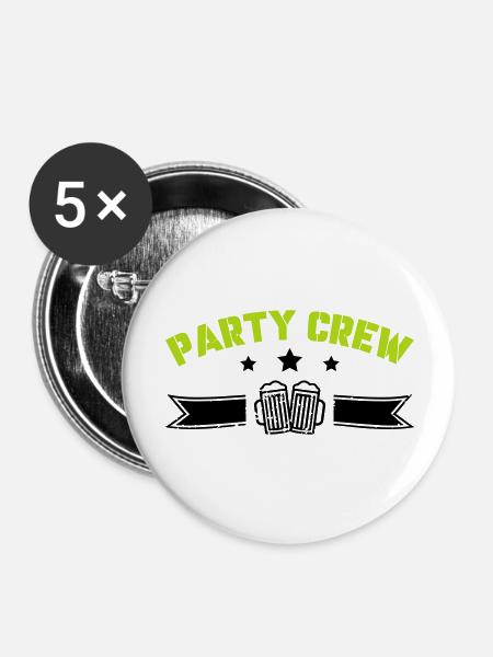party crew - Buttons groß 56 mm (5er Pack) - Weiß