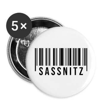 Sassnitz Strichcode - Buttons groß 56 mm (5er Pack) - Weiß - Vorne