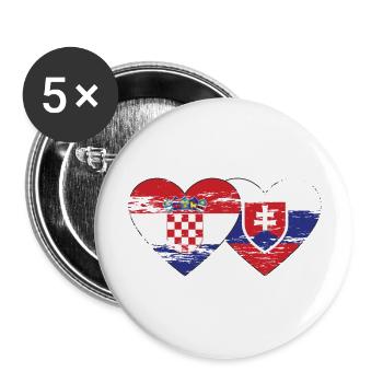Croatia Slovakia flag heart used - Buttons large 2.2''/56 mm (5-pack) - white - Front