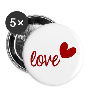 HERZ. HEILIGER VALENTINSTAG. Junggesellinnenabschied. ICH LIEBE DICH. ICH LIEBE DICH - Buttons groß 56 mm (5er Pack) - Weiß - Vorne
