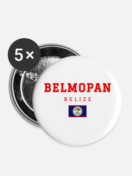 Belmopan Belize - Buttons groß 56 mm (5er Pack) - Weiß