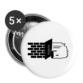 Pierres et stuc logo plâtrier - Lot de 5 grands badges (56 mm) - blanc - Devant