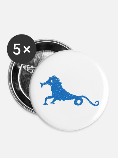 See-Pferdchen - Buttons groß 56 mm (5er Pack) - Weiß