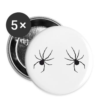 Spinne, Halloween, BH, Bikini, Spinnen, Kostüm - Buttons groß 56 mm (5er Pack) - Weiß - Vorne