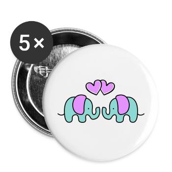 baby elefanten - Buttons groß 56 mm (5er Pack) - Weiß - Vorne