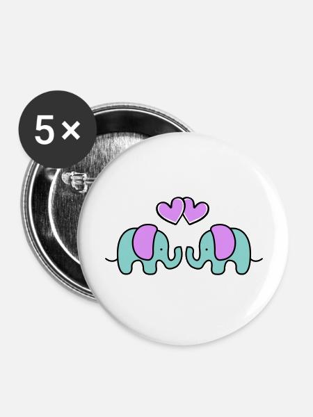 baby elefanten - Buttons groß 56 mm (5er Pack) - Weiß