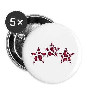 Etoile leopard imprimer - Lot de 5 grands badges (56 mm) - blanc - Devant