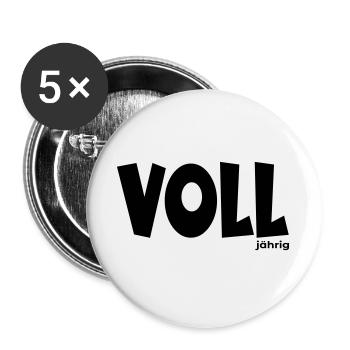 18. Geburtstag - Volljährig - Buttons groß 56 mm (5er Pack) - Weiß - Vorne