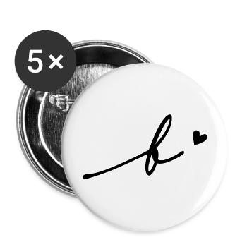Buchstabe B Schreibschrift - Buttons groß 56 mm (5er Pack) - Weiß - Vorne