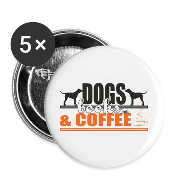 Dogs Books And Coffee - Buttons large 2.2''/56 mm (5-pack) - white - Front