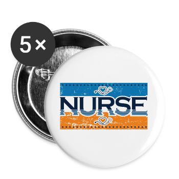 Nurse - Buttons groß 56 mm (5er Pack) - Weiß - Vorne