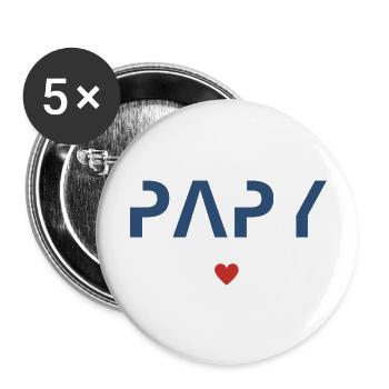Cadeau meilleur papy - Lot de 5 grands badges (56 mm) - blanc - Devant