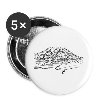 mount mckinley, Denali, Alaska, Berg, Gletscher - Buttons groß 56 mm (5er Pack) - Weiß - Vorne