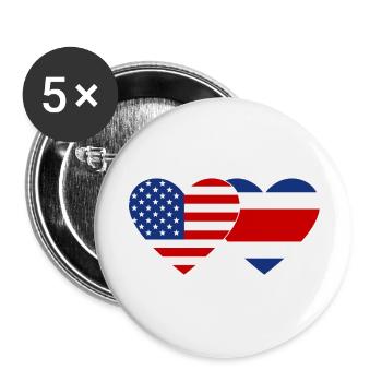 USA Costa Rica Flag Heart - Buttons large 2.2''/56 mm (5-pack) - white - Front