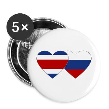 Costa Rica Russia Flag Heart - Buttons large 2.2''/56 mm (5-pack) - white - Front