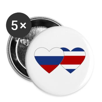 Russia Costa Rica Flag Heart - Buttons large 2.2''/56 mm (5-pack) - white - Front