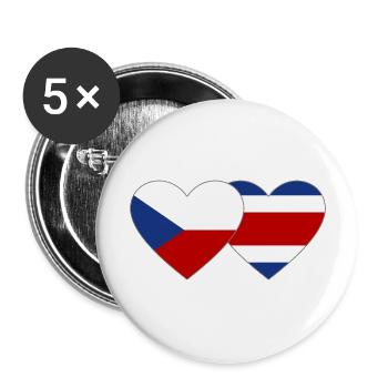 Czech Republic Costa Rica flag heart - Buttons large 2.2''/56 mm (5-pack) - white - Front