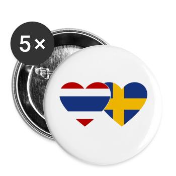 Thailand Schweden Flagge Herz - Buttons groß 56 mm (5er Pack) - Weiß - Vorne