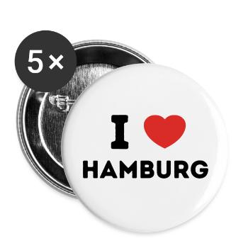 I Love with Heart Hamburg - Buttons large 2.2''/56 mm (5-pack) - white - Front
